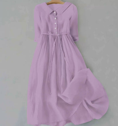 Women's Collared Five-button Dress