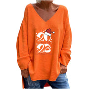 Women's V-Neck Loose Casual Long Sleeve Top