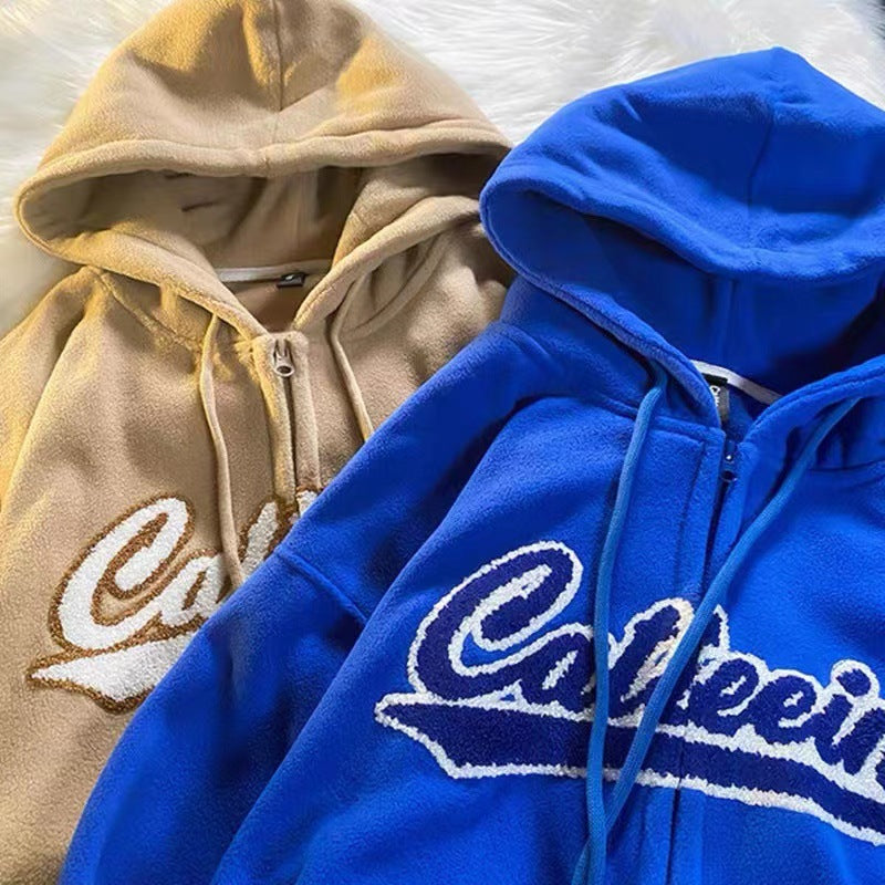 Cozy Fleece-Lined Hooded Zipper Sweatshirt in Milky Yellow