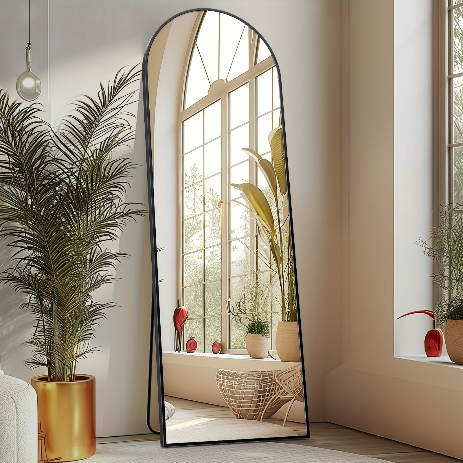 Arched full-length mirror with free-standing or wall-mounted options