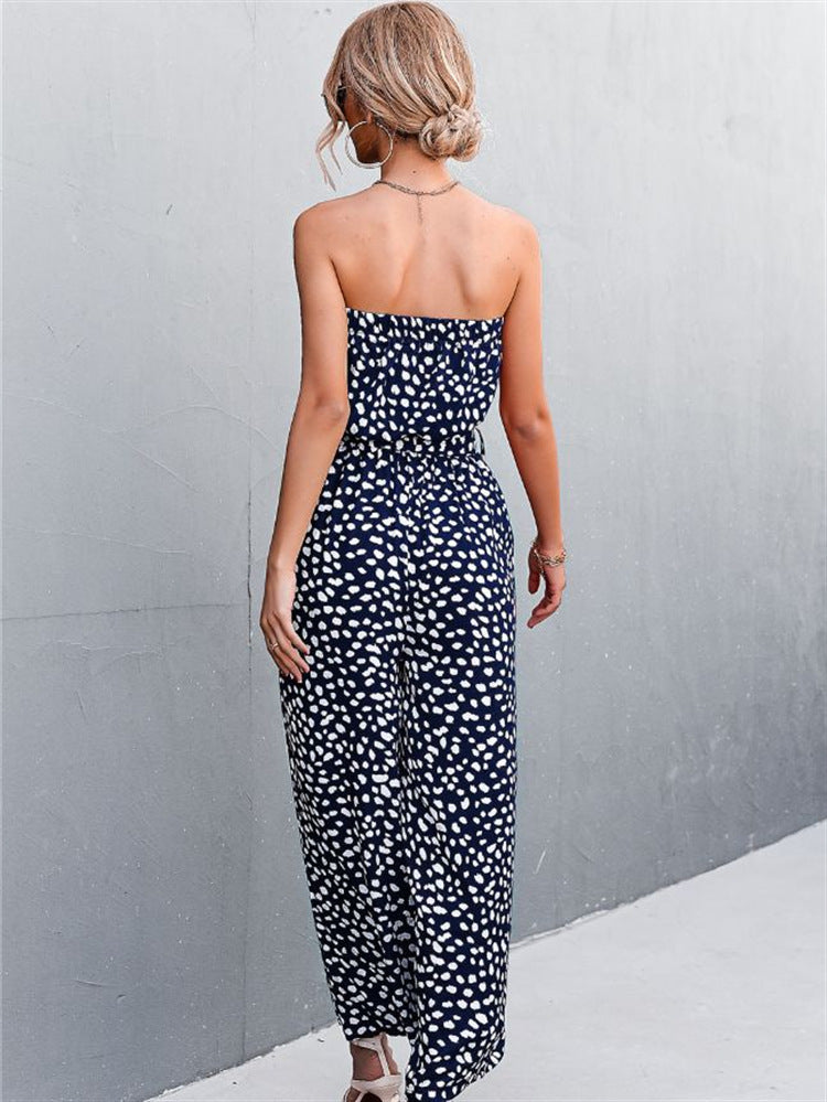 Chic Printed Wrap Sleeveless Jumpsuit