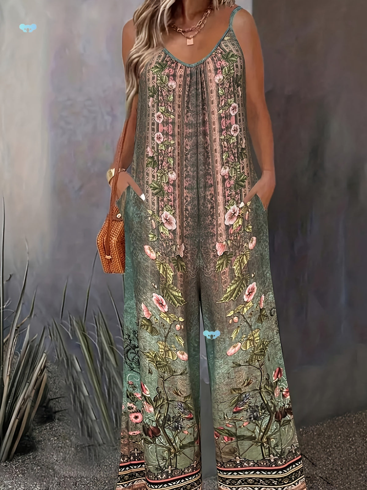 Boho Tribal Print Long Sleeve Jumpsuit