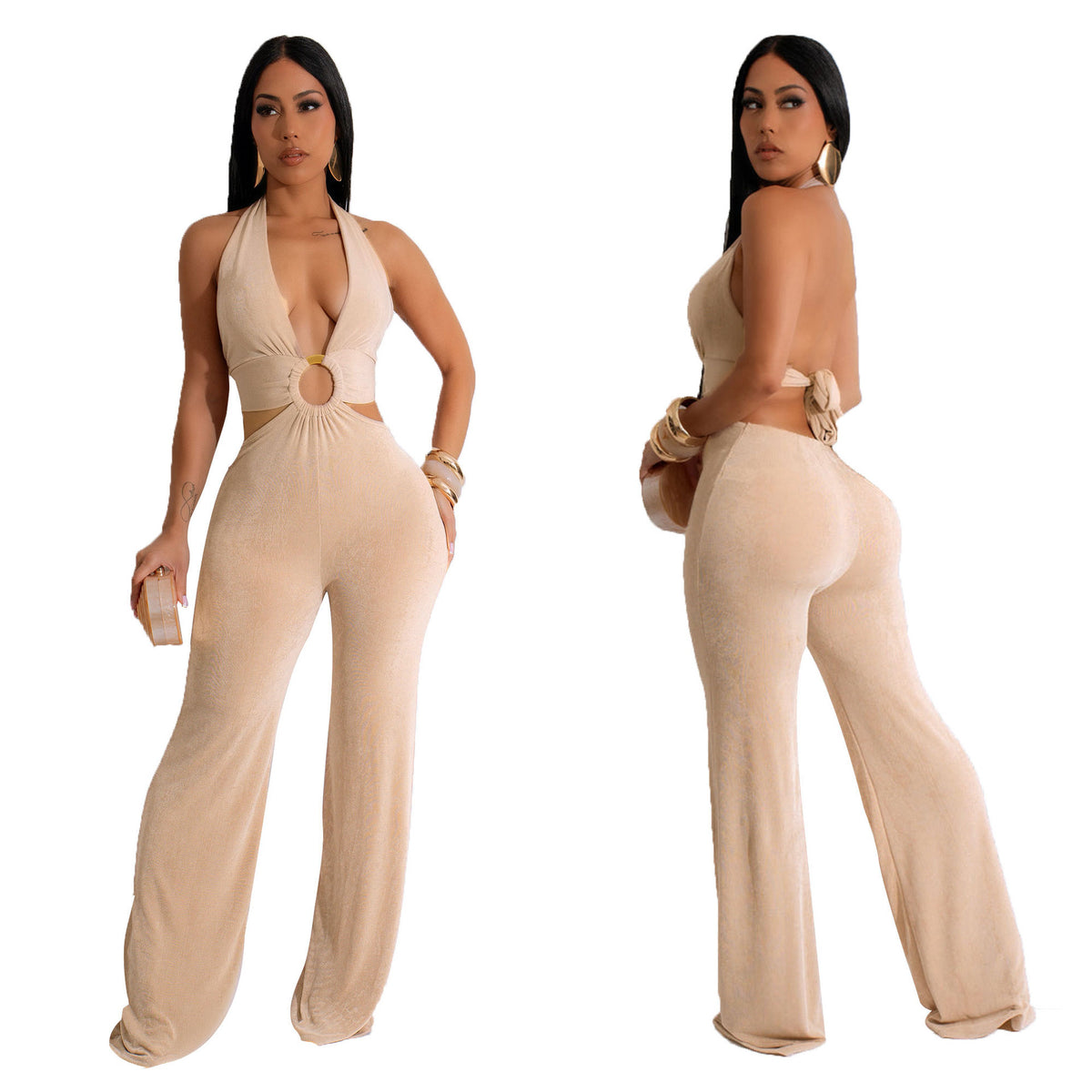 Women's Solid Color Casual Camisole Jumpsuit