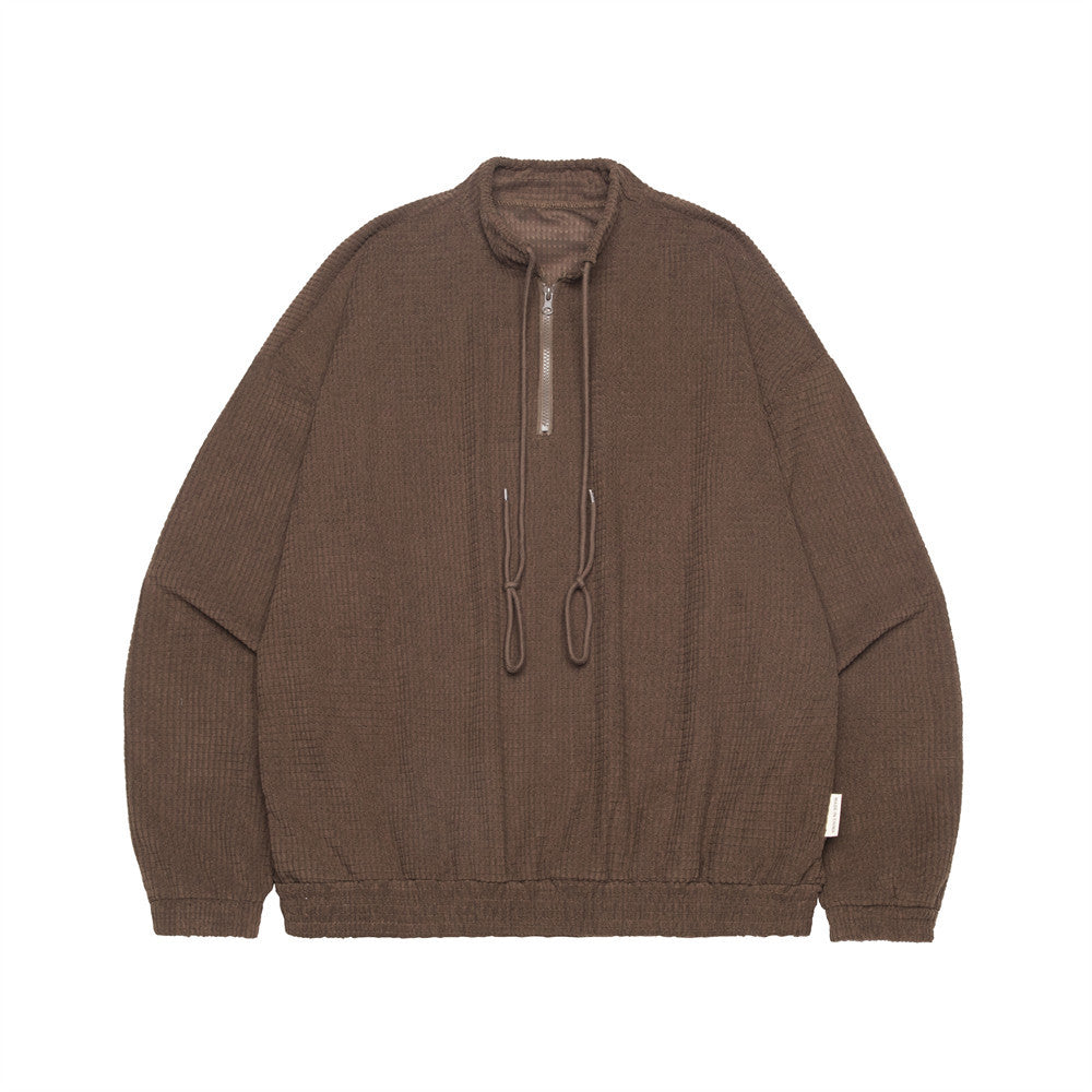 Half-Zip Drawstring Streetwear Pullover Sweater