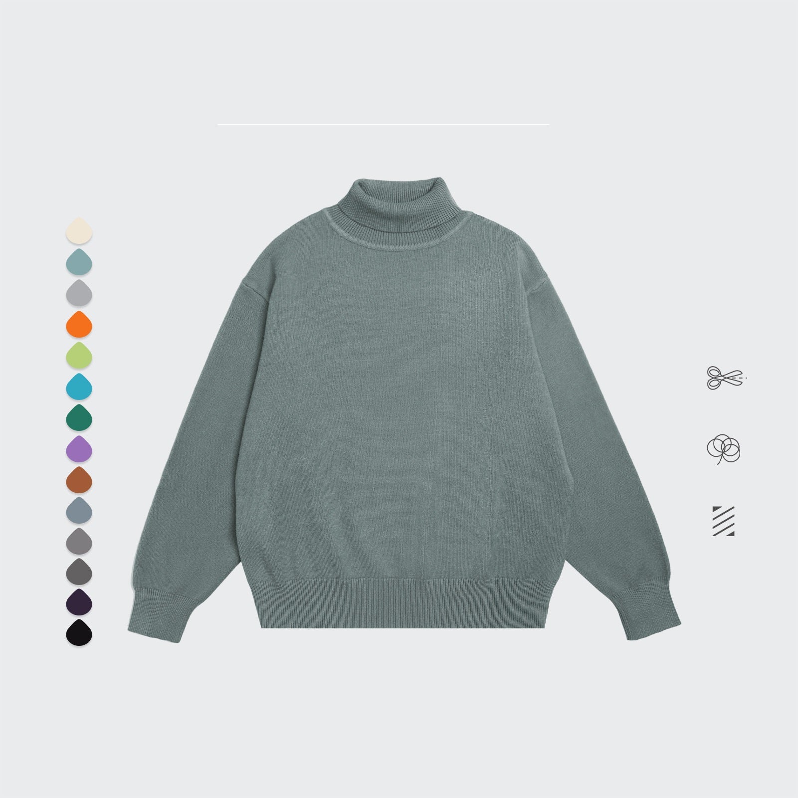 Core Spun Loose High Neck Sweater Solid Color Knitwear