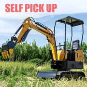 1‑Ton Mini Excavator MS10H with EPA‑Compliant Gas Engine and 4 kW Travel Motor – Red/Yellow