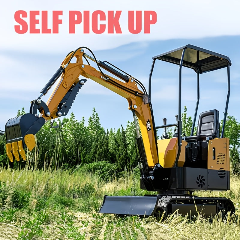 1‑Ton Mini Excavator MS10H with EPA‑Compliant Gas Engine and 4 kW Travel Motor – Red/Yellow