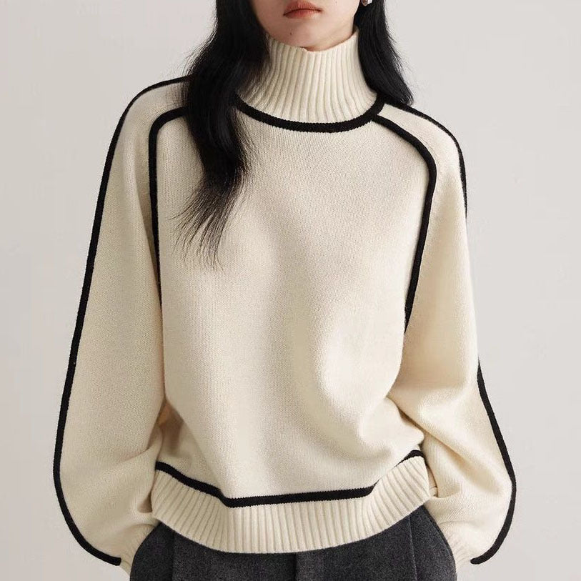 Elegant-line Textured Ribbed Base Knit Sweater