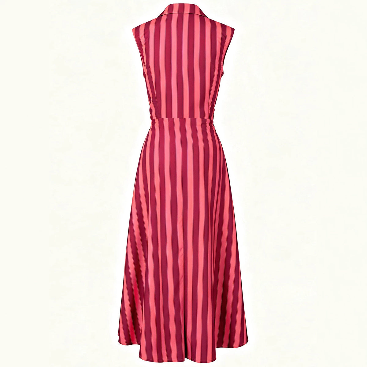 Chic Striped V-Neck Belted A-Line Maxi Dress
