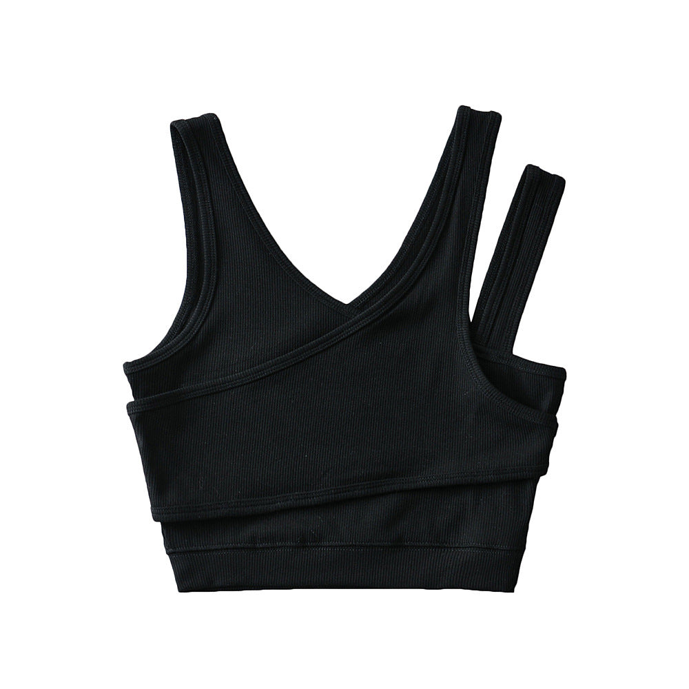 Chic Asymmetric One-Shoulder Slim Crop Vest