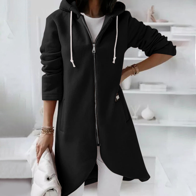Women's Cozy Zip-Up Hooded Sweatshirt with Pockets