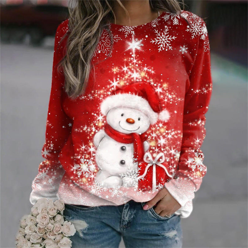 Festive 3D Snowman Christmas Women's Pullover Sweater
