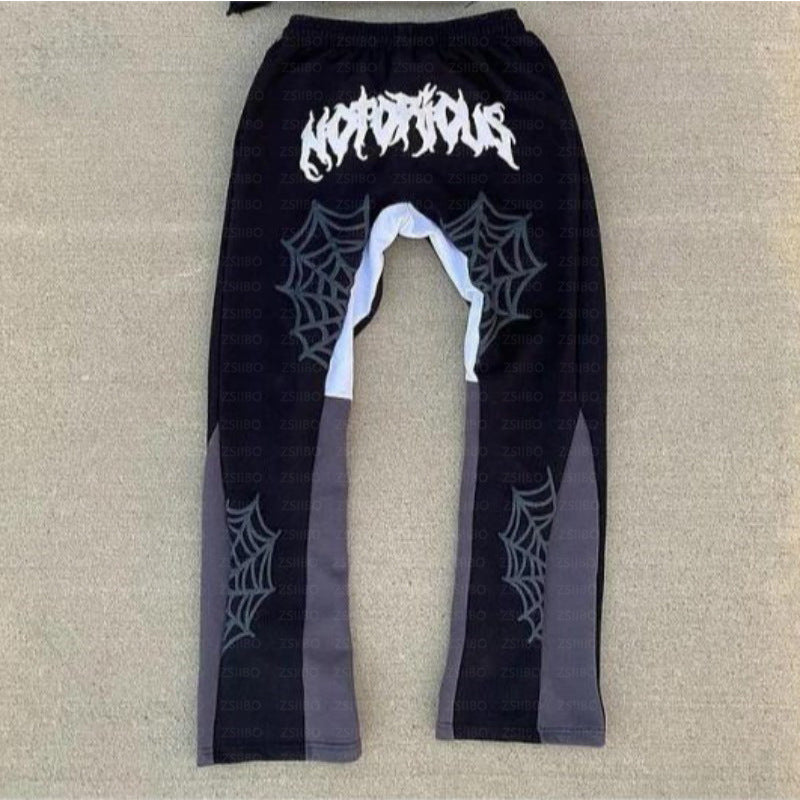 Edgy Spider Web Printed Hoodie & Trousers Set