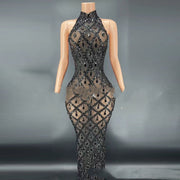 Black Diamond Dress Nightclub Singer Costume