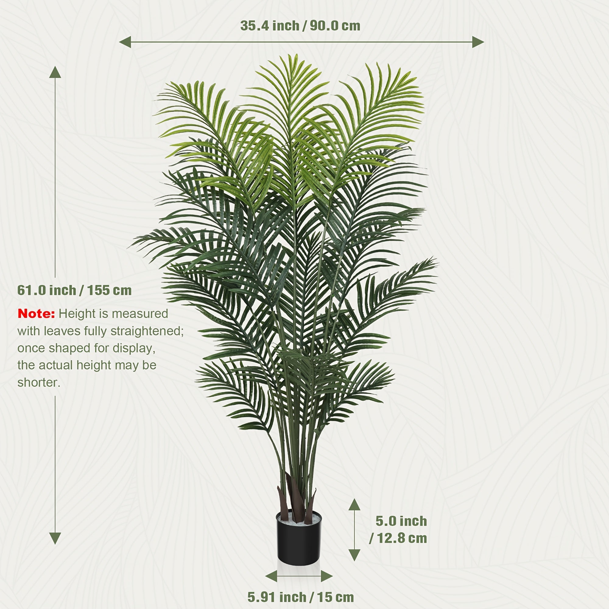 4 to 6 foot tall artificial tropical palm tree with realistic UV-resistant leaves
