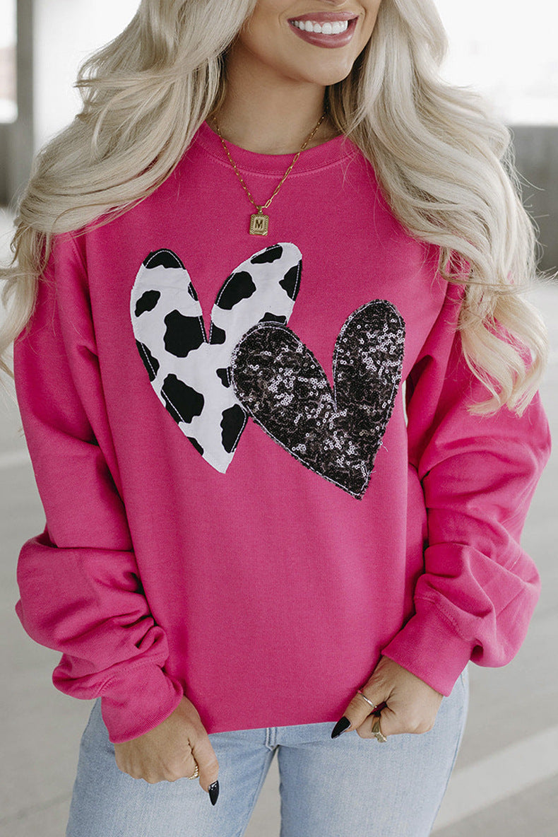 Women's Loose Printed Round Neck Long Sleeve Sweater