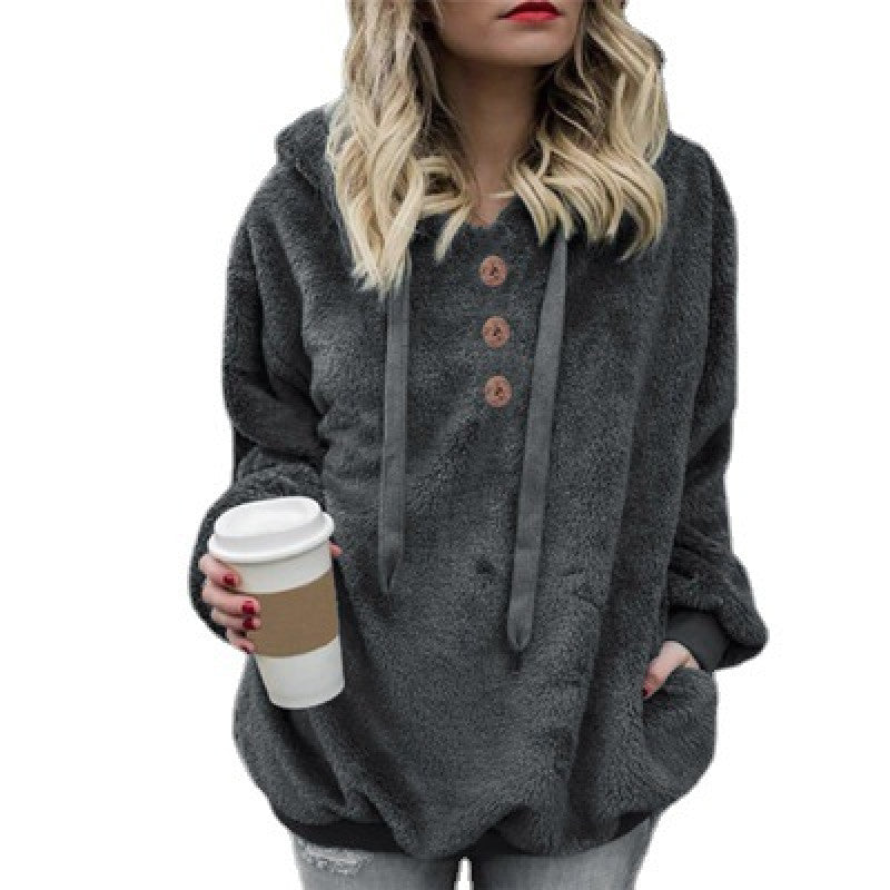 Women's Slim Fit Long Sleeve Solid Color Hoodie