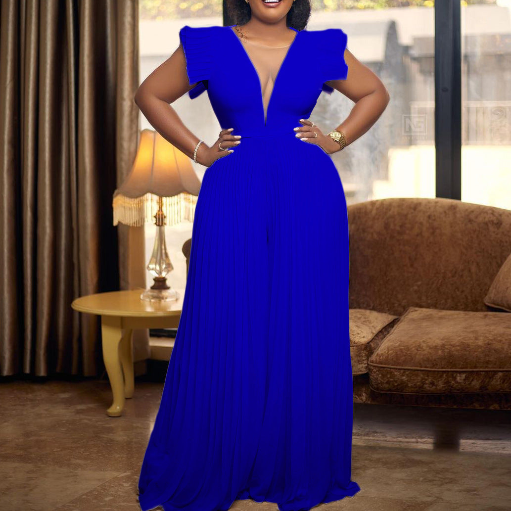 High Waist Wide Leg Jumpsuit - Chic Solid Romper