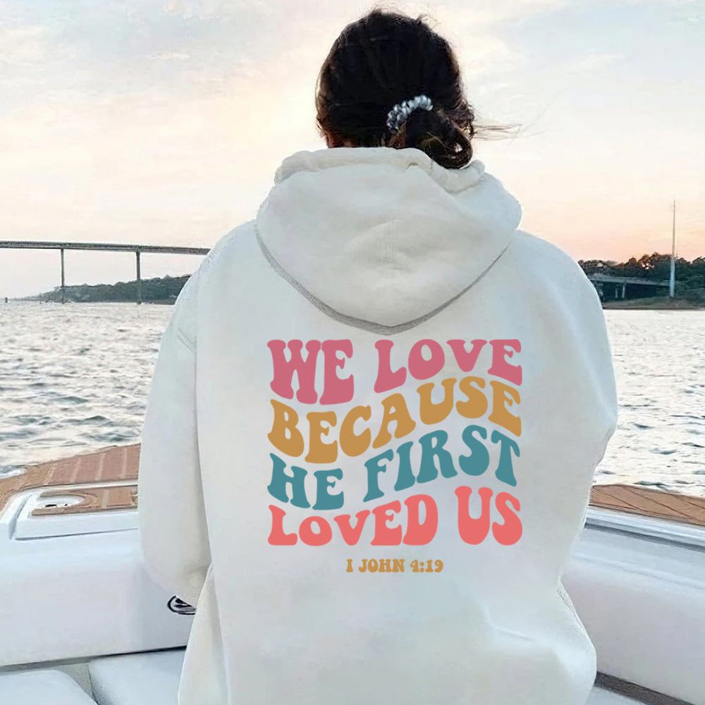Cozy Solid Color Letter Printed Pullover Sweatshirt