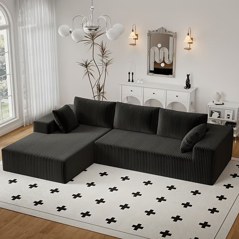 96 Inch L-Shaped Cloud Sofa Set for Living Rooms and Bedrooms