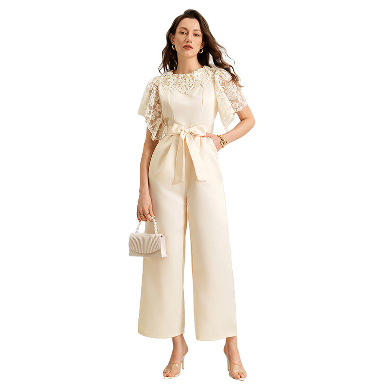 Chic Solid-Color Casual Satin Jumpsuit for Women