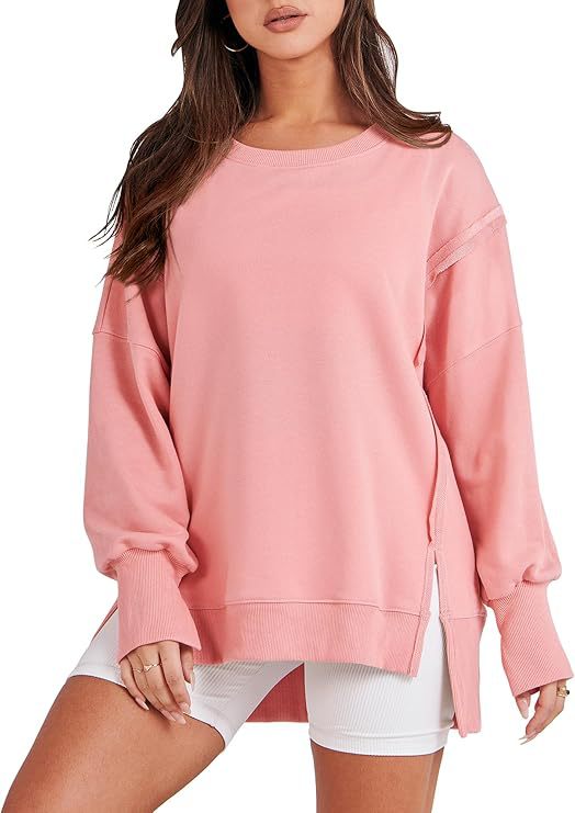 Frayed Hem Split Patchwork Long Sleeve Sweater