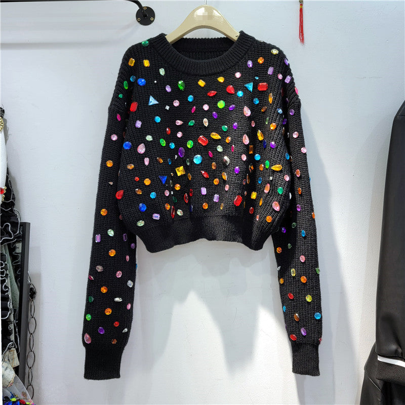 Sparkling Diamond Loose Knit Sweater for Women