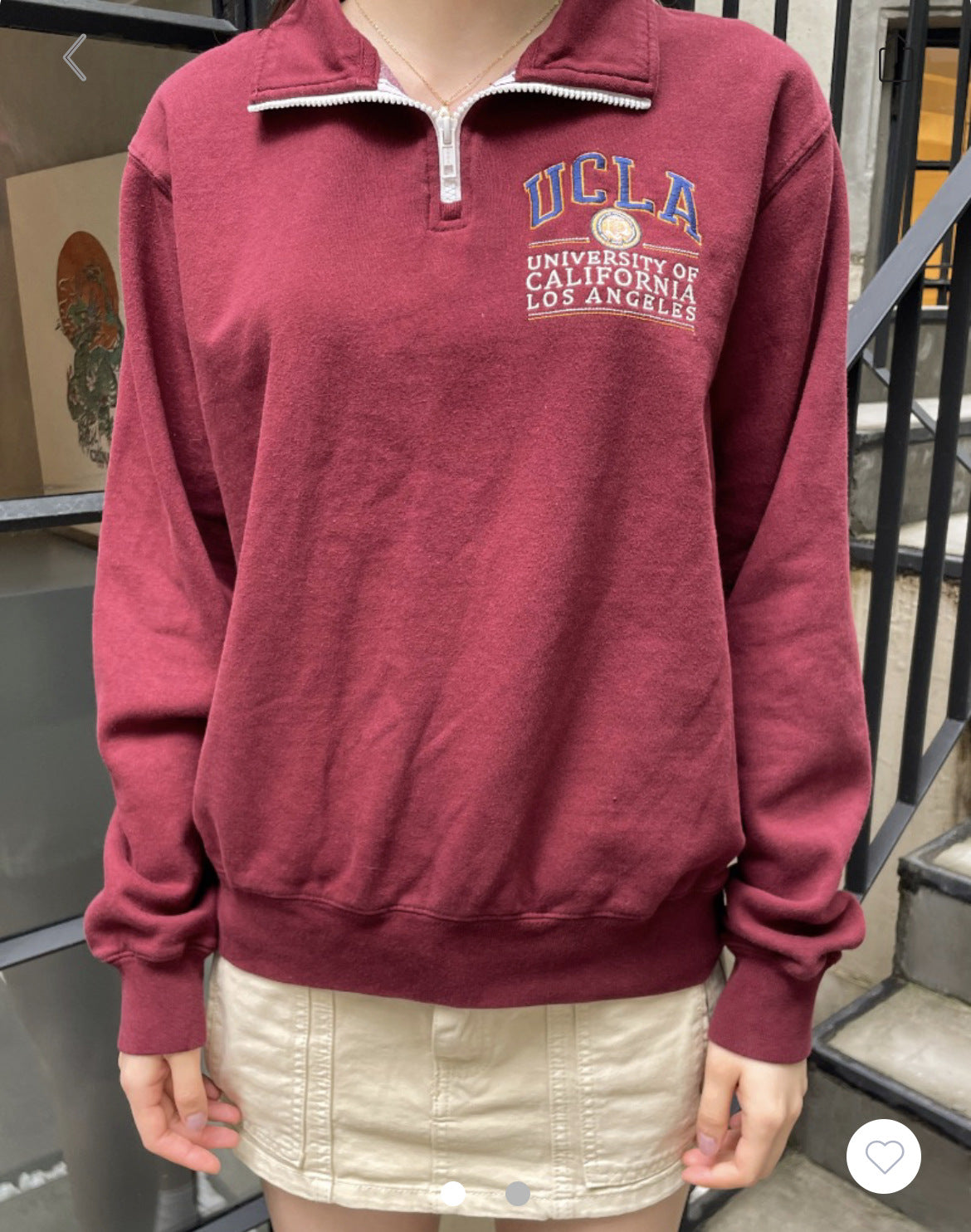Wine Red Half-Zip Terry Pullover Sweater