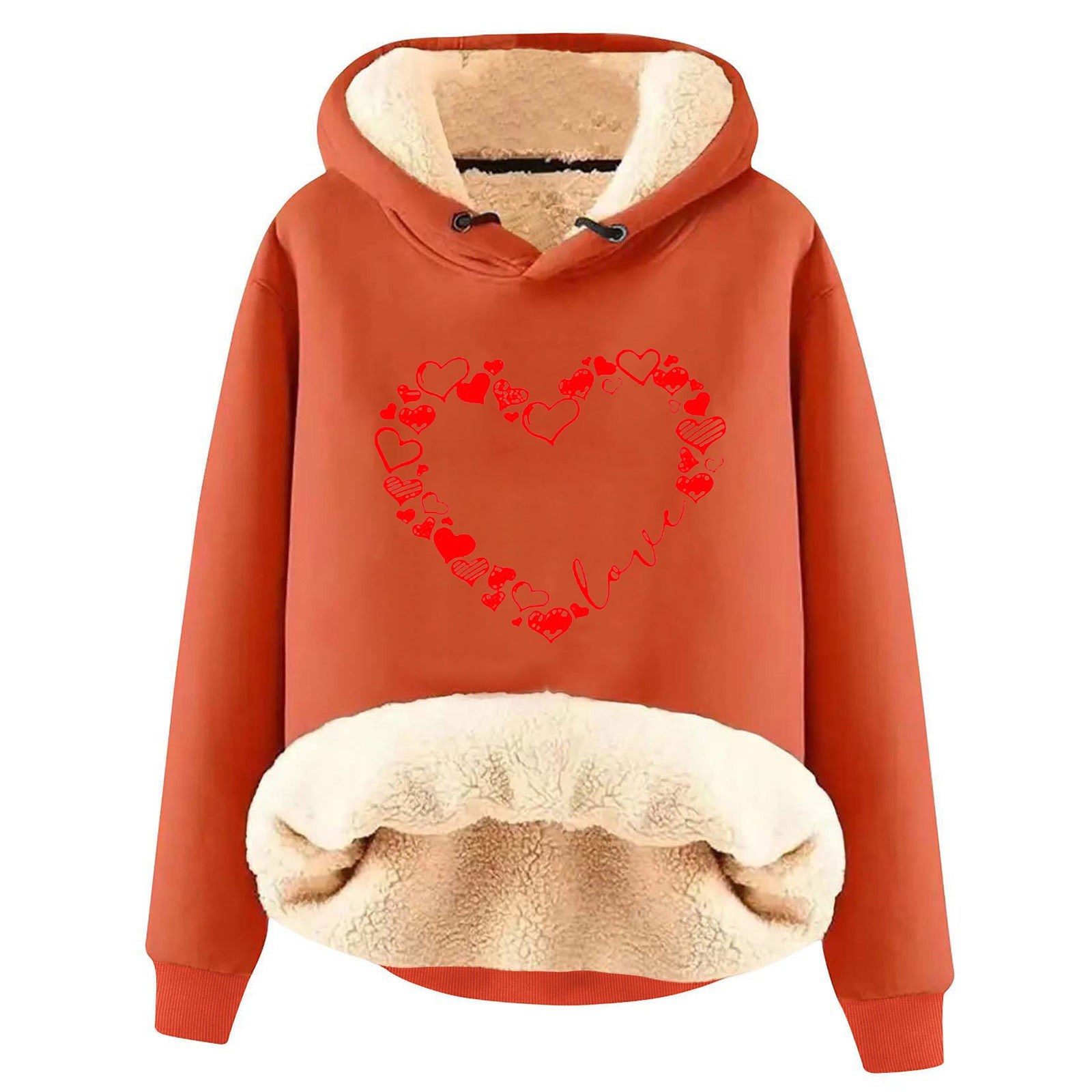 Fleece-Lined Warm Loose Hooded Pullover Sweatshirt