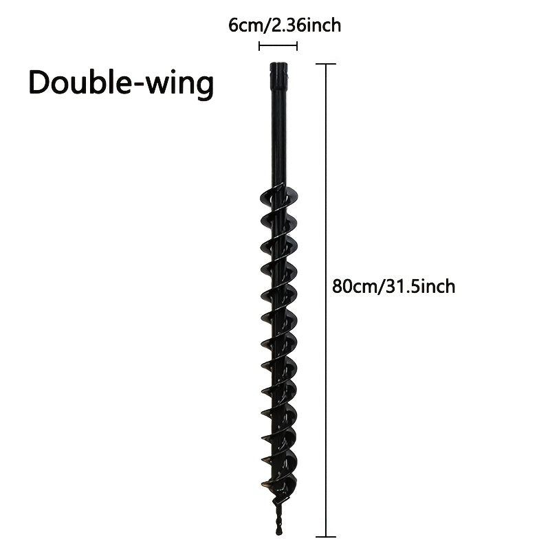 31-Inch Soil Displacement Spiral Earth Auger Bit for 52-65cc Gas Post Hole Diggers, Manganese Steel, 2.36-Inch Single/Double Blade