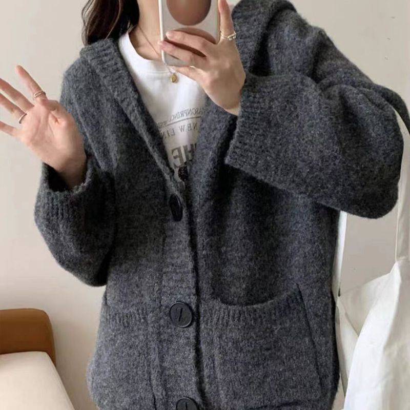 Idle Style Hooded Outer Wear Loose Soft Glutinous Sweater