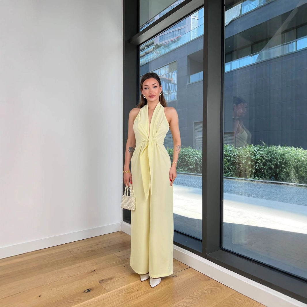 Sleeveless Waist-Cinching Lace-Up Sexy Jumpsuit