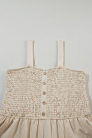 Casual Smocked Straight Leg Jumpsuit