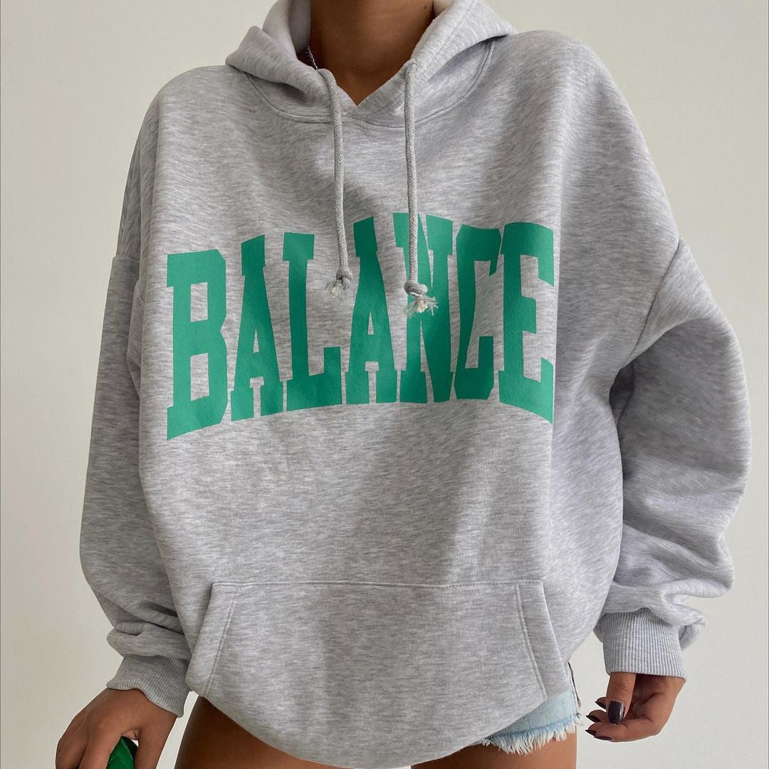 Cozy Printed Long Sleeve Hooded Sweatshirt for Women