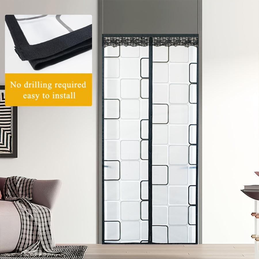Magnetic Eva Air Conditioner Insulation Door Curtain, Lace Top Windproof Thermal Seal Screen Door, Weighted Bottom Hands Free Auto Close Door Screen, Anti Mosquito Energy Saving Partition Curtain for