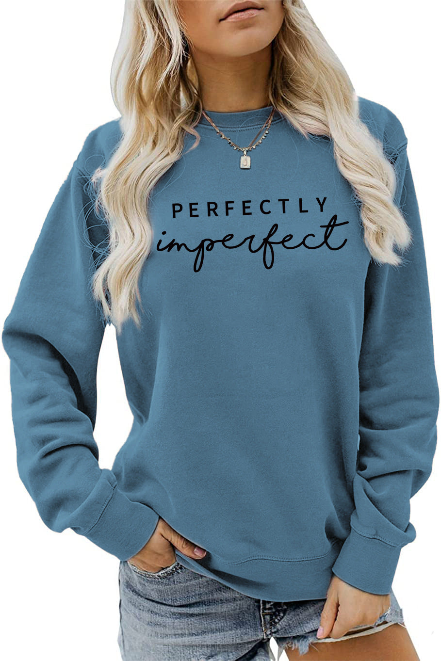 PERFECTLY Imperfect Women's Round Neck Long Sleeve Sweater