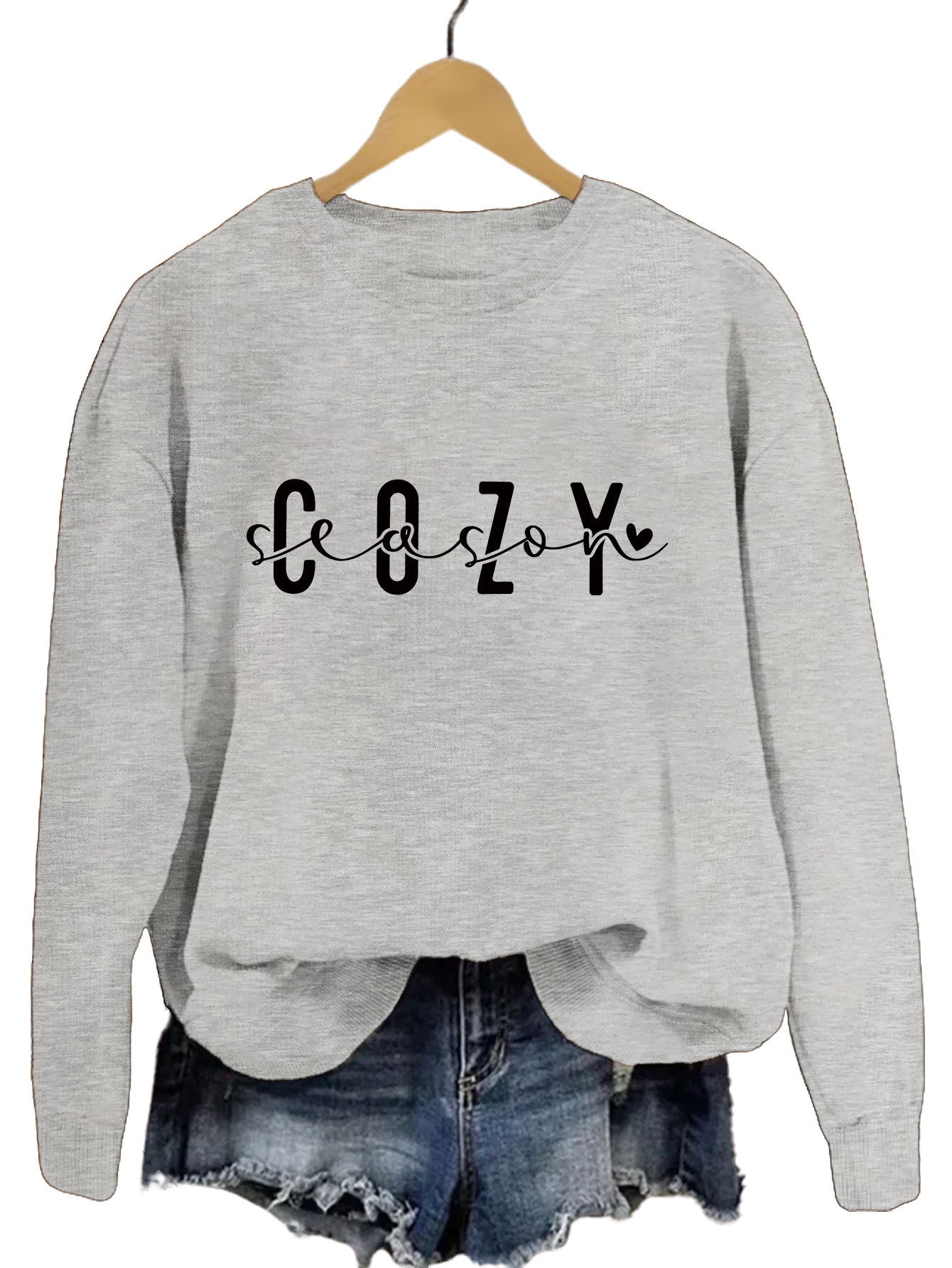 Cozy Autumn Crew Neck Print Pullover Sweater