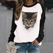 Cute Animal Print Crew Neck Sweatshirt for Women