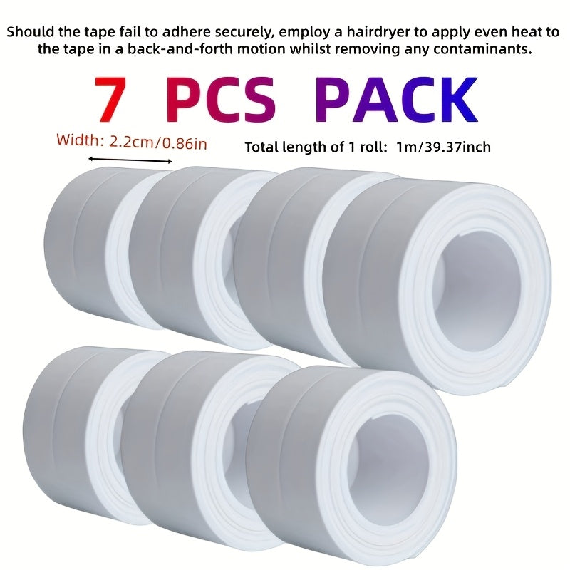 7 Rolls Self-Adhesive Waterproof Caulk Strip Tape for Bathroom Sealant