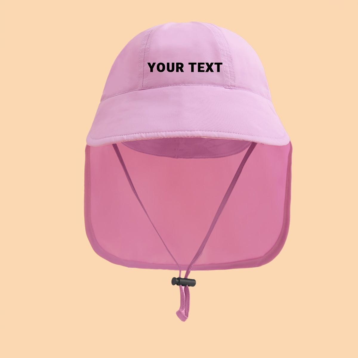 Kids Custom Bucket Hat with Neck Flap, Personalized Name/Date/Inspirational Word, Wide Brim, Adjustable Strap, 5-11 Years