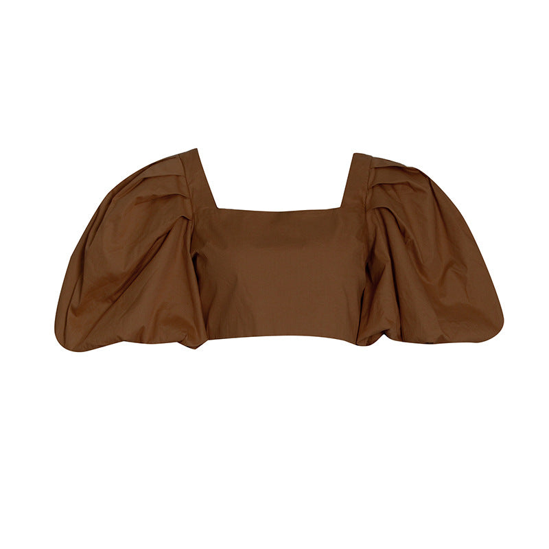 Chic Square Collar Bubble Sleeve Top