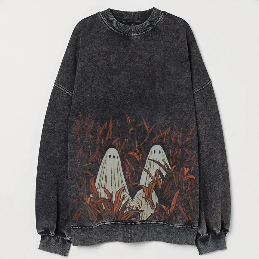 3D Printed Casual Drop-Shoulder Sweatshirt