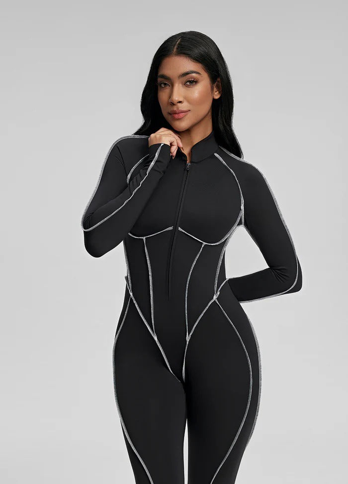 Seamless One-Piece Fitness Yoga Jumpsuit with Built-In Padding