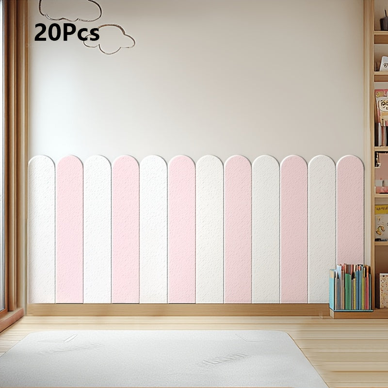 20-Pack Modern Minimalist Vertical Striped & Arch Panel Wall Stickers - Peel-and-Stick Removable Self-Adhesive Vinyl Panels, Blue Beige White Turquoise Horizontal Accent Lines for Living Room…