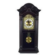 212 MAIN 25.5 in. Antique Mahogany Cherry Oak Chiming Wall Clock with Roman Numerals