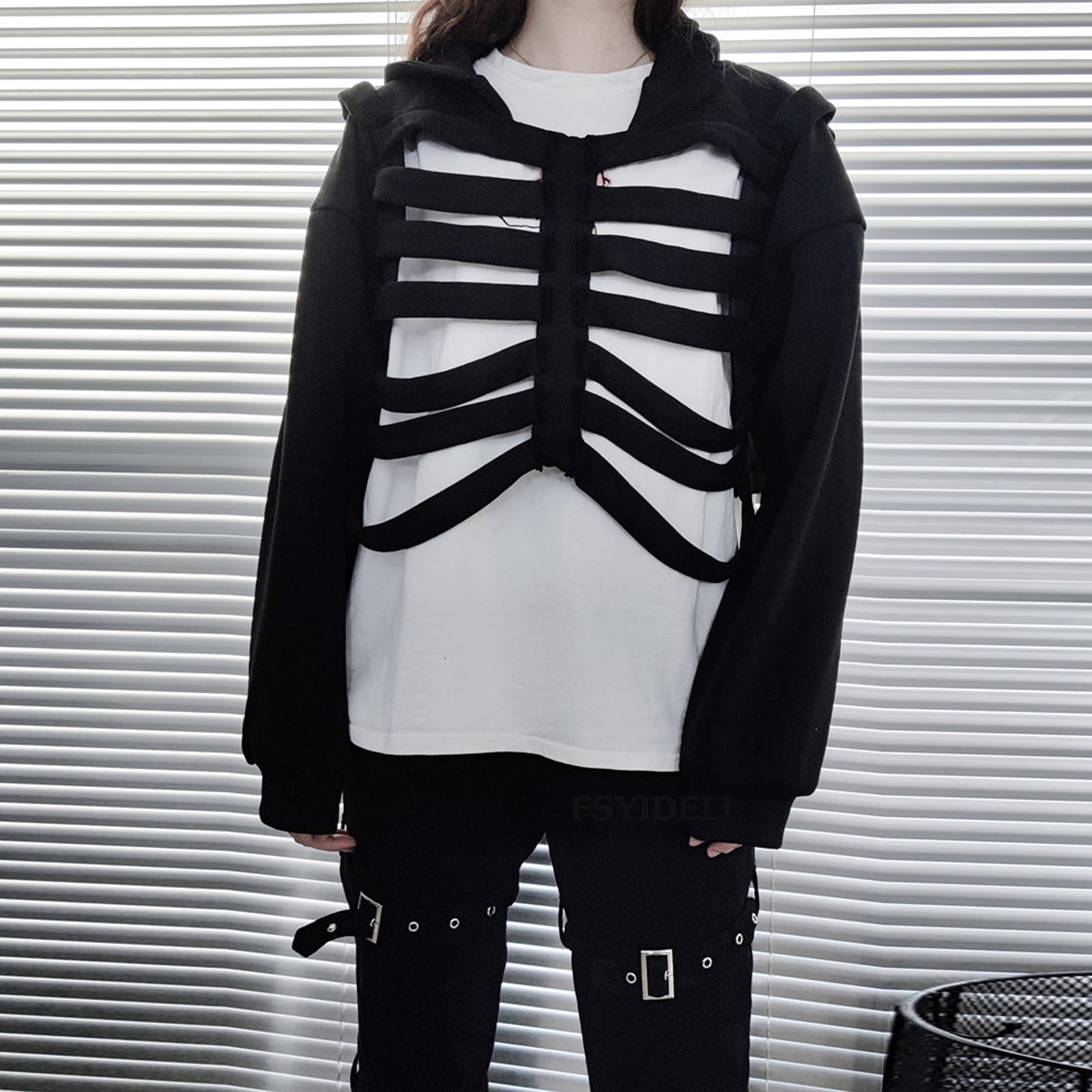 Trendy Skull Print Hooded Sweatshirt & Streetwear Pullover