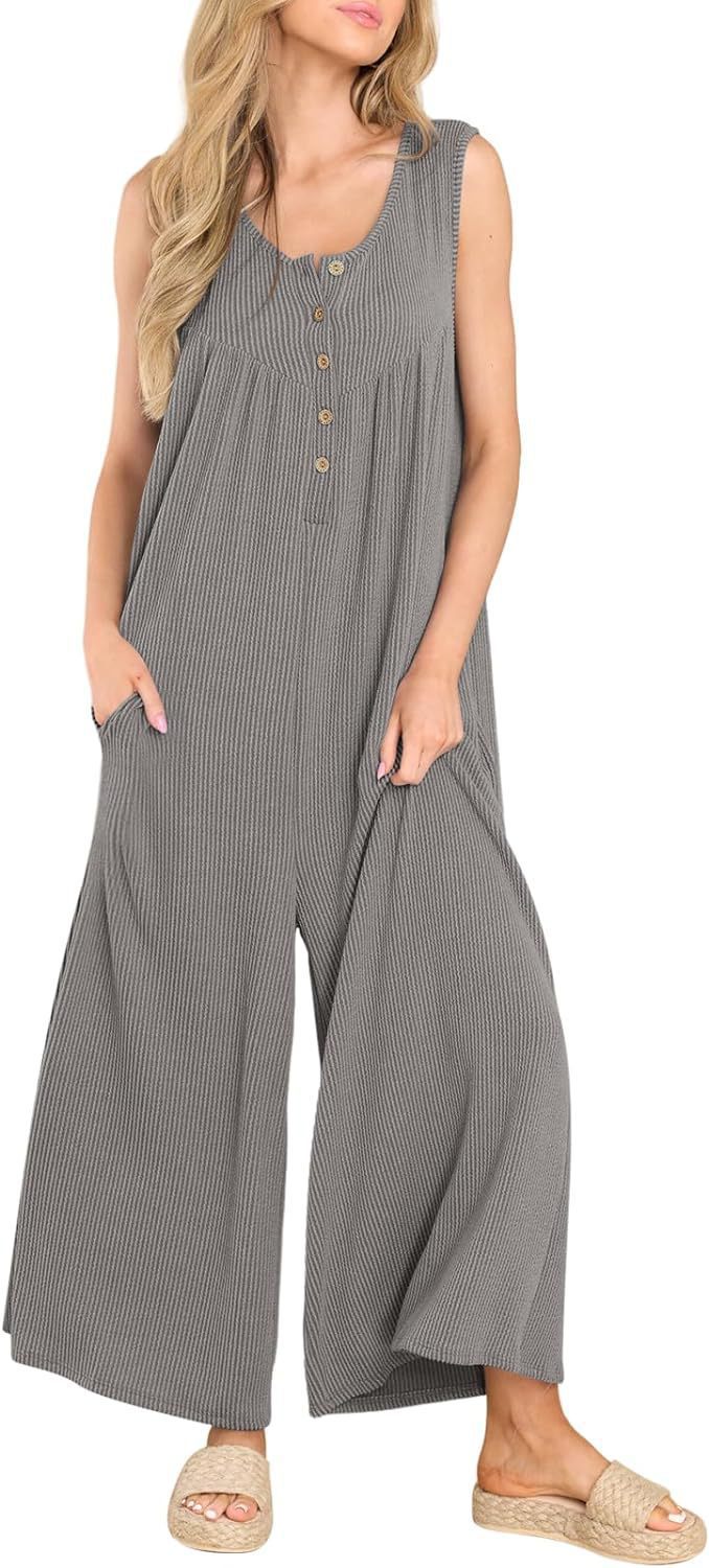 Summer European And American Style Fresh Casual Women's Pocket Jumpsuit