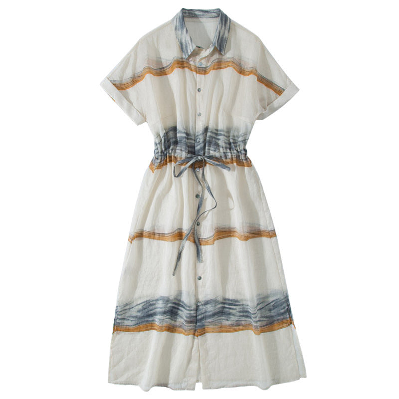 Summer New Lapel Waist Trimming Slimming Skirt