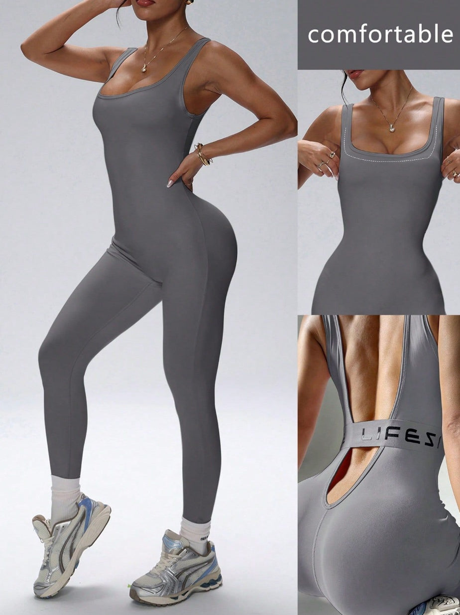 Comfy Sleeveless Backless One-Piece Romper with Ankle Bands