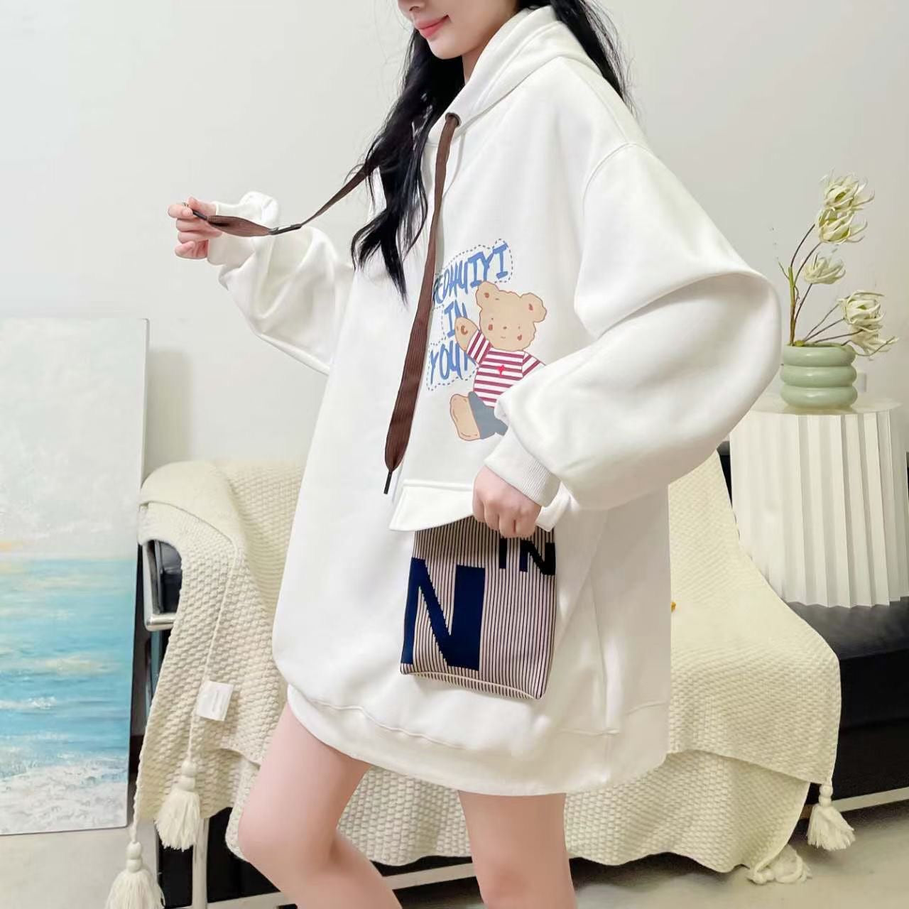 Cute Bear Hooded Oversized Sweatshirt